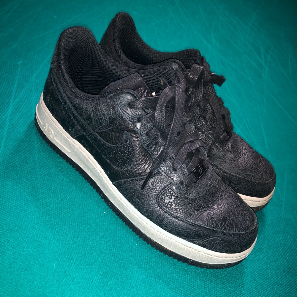 Black Premium Paisley Air Force 1- only wore once!